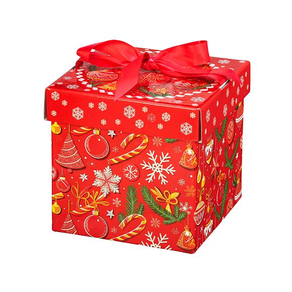 Сладкий новогодний подарок Куб Зима-Красна