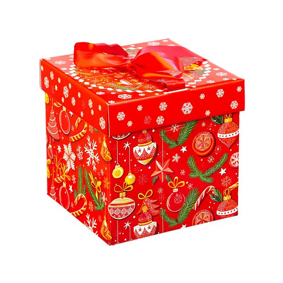 Сладкий новогодний подарок Куб Зима-Красна