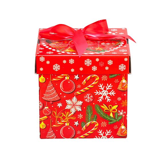 Сладкий новогодний подарок Куб Зима-Красна